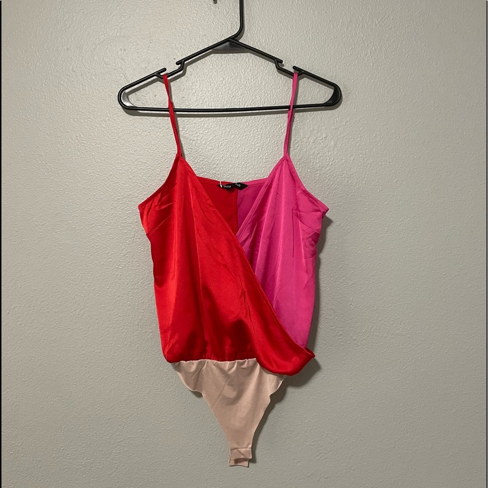 boutique pink & red body suit never worn